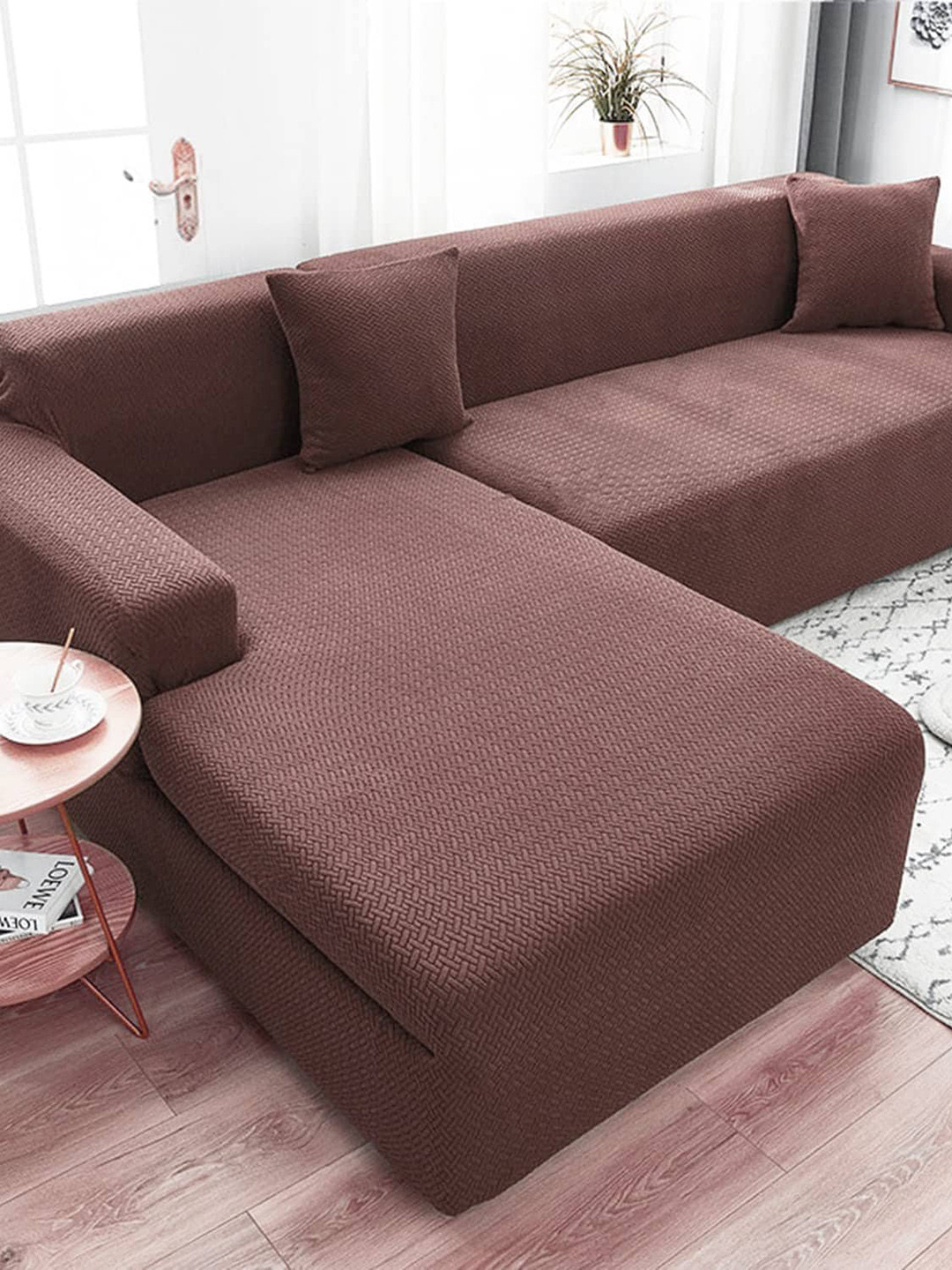 Buy HOUSE OF QUIRK Brown Self Design Jacquard Stretchable Elasticity 3