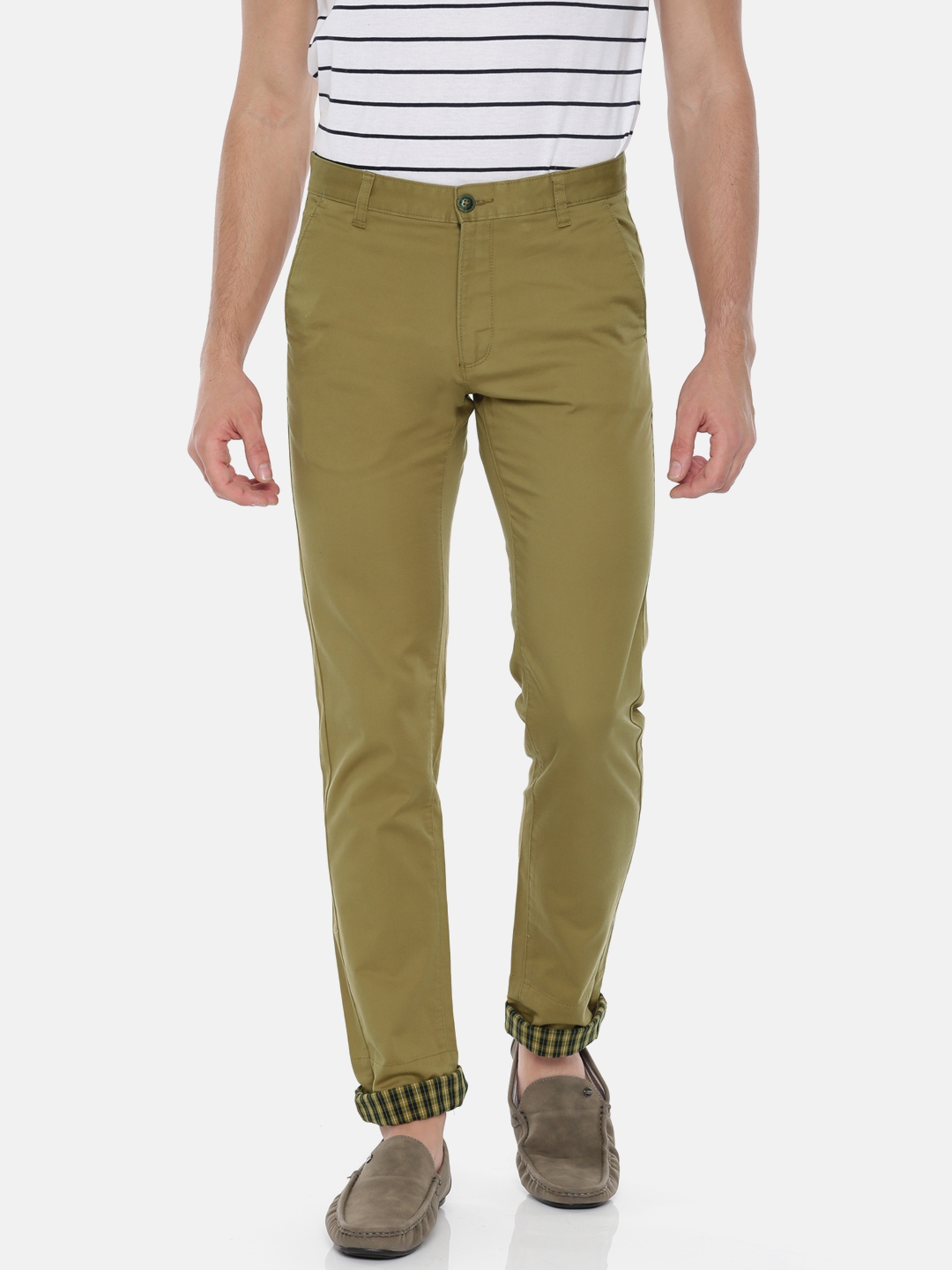 Buy SCULLERS Men Khaki Slim Fit Solid Chinos - Trousers for Men 2183510 ...
