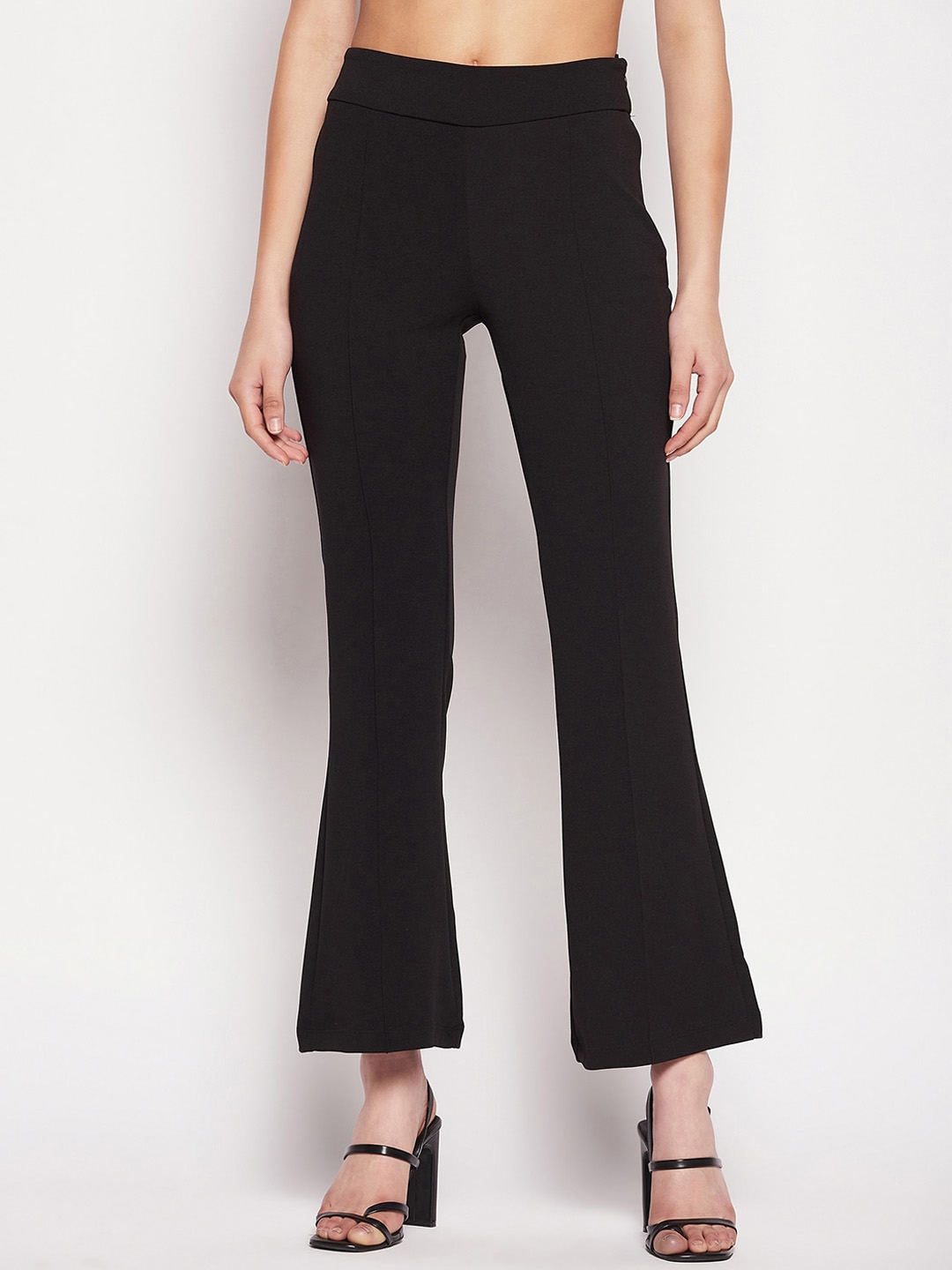 Buy Madame Women Mid Rise Bootcut Trousers - Trousers for Women ...