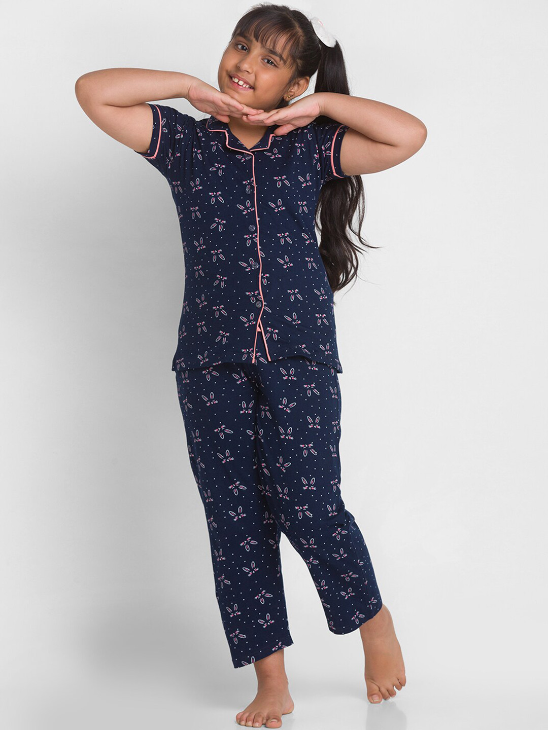 Buy AV2 Girls Conversational Printed Pure Cotton Night Suit Night
