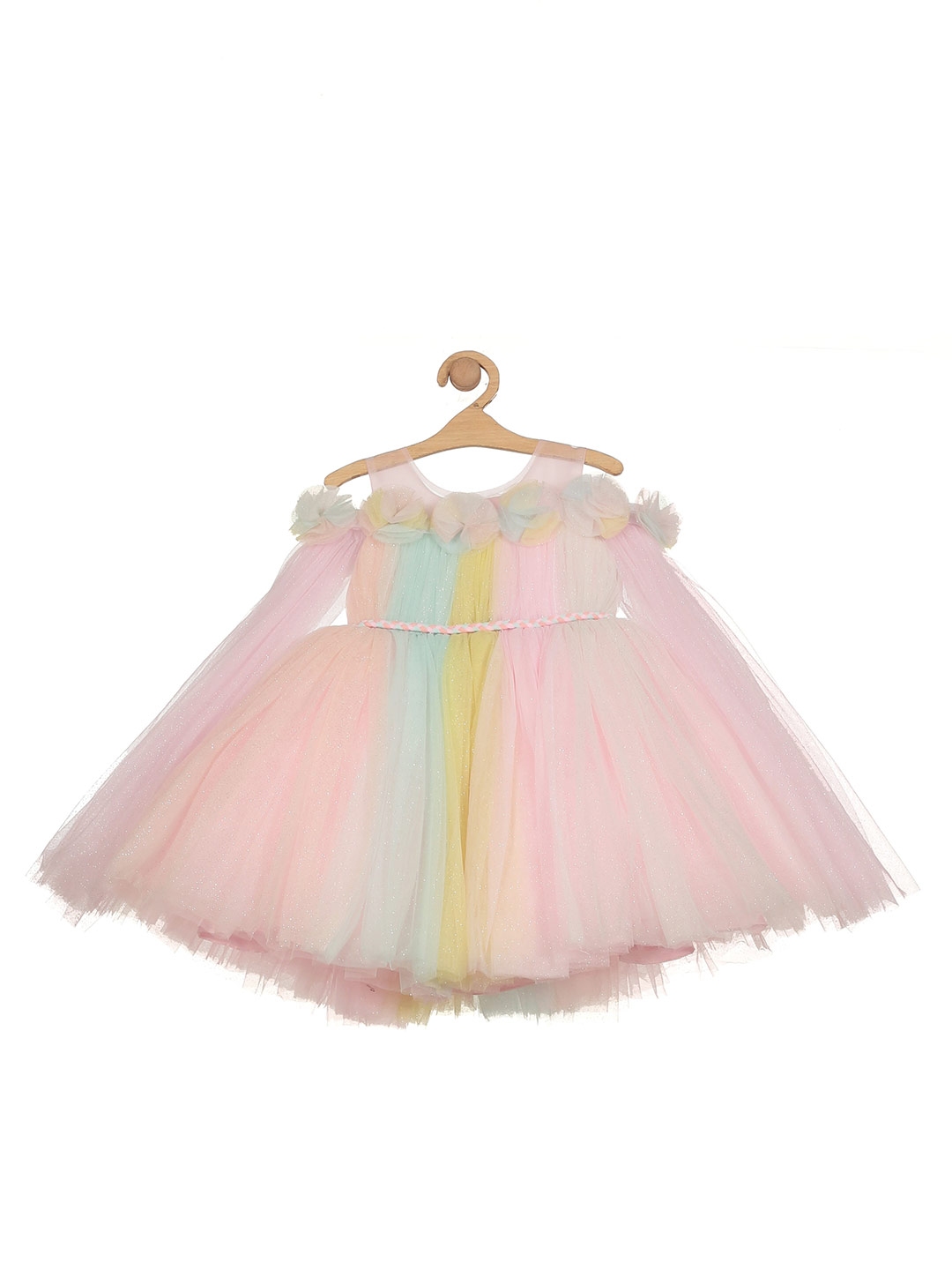 Buy Lil Lollipop Girls Colourblocked Flared Cotton Dress - Dresses for ...