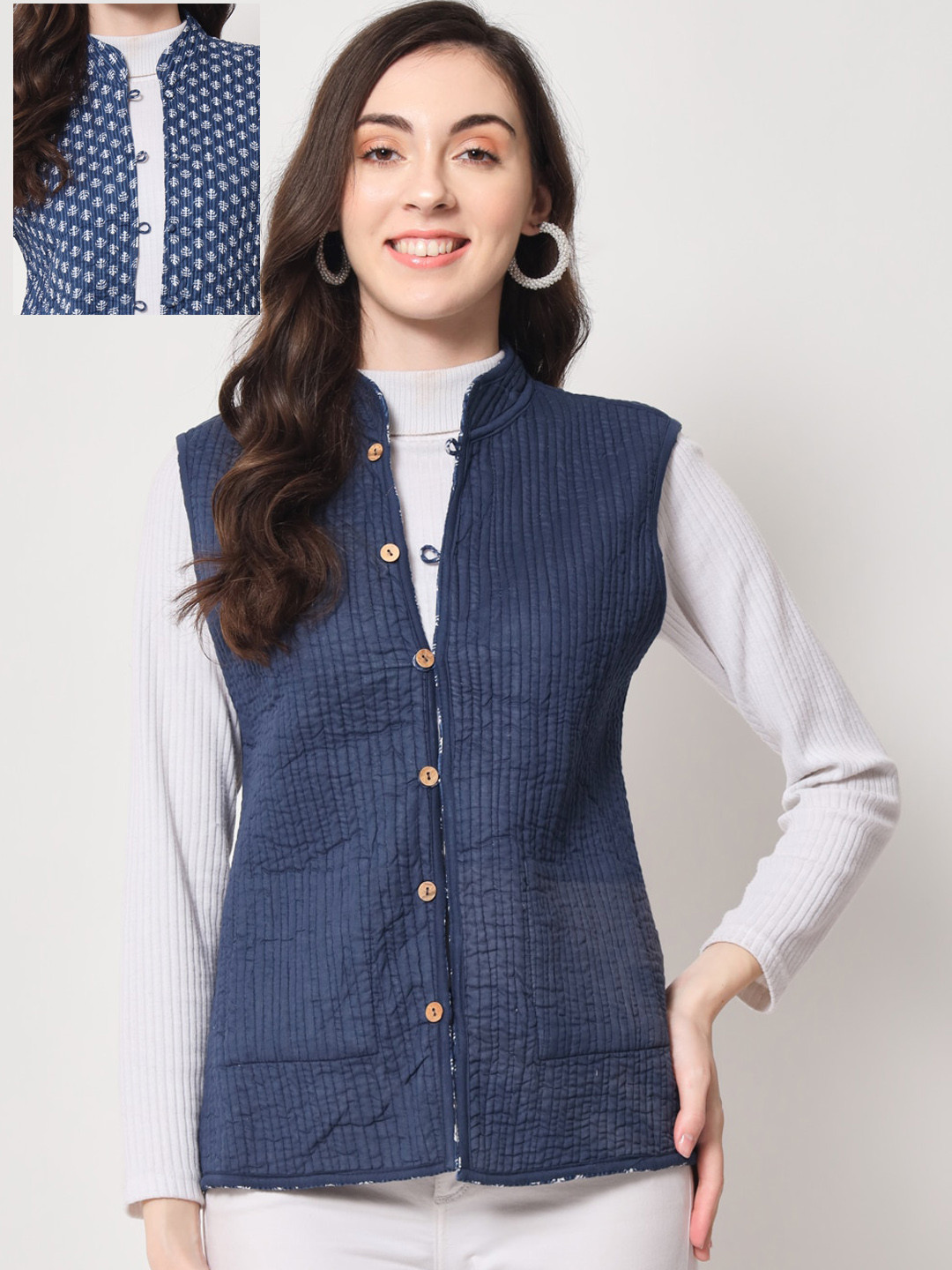 Buy Vastralay Floral Reversible Cotton Tailored Jacket Jackets for