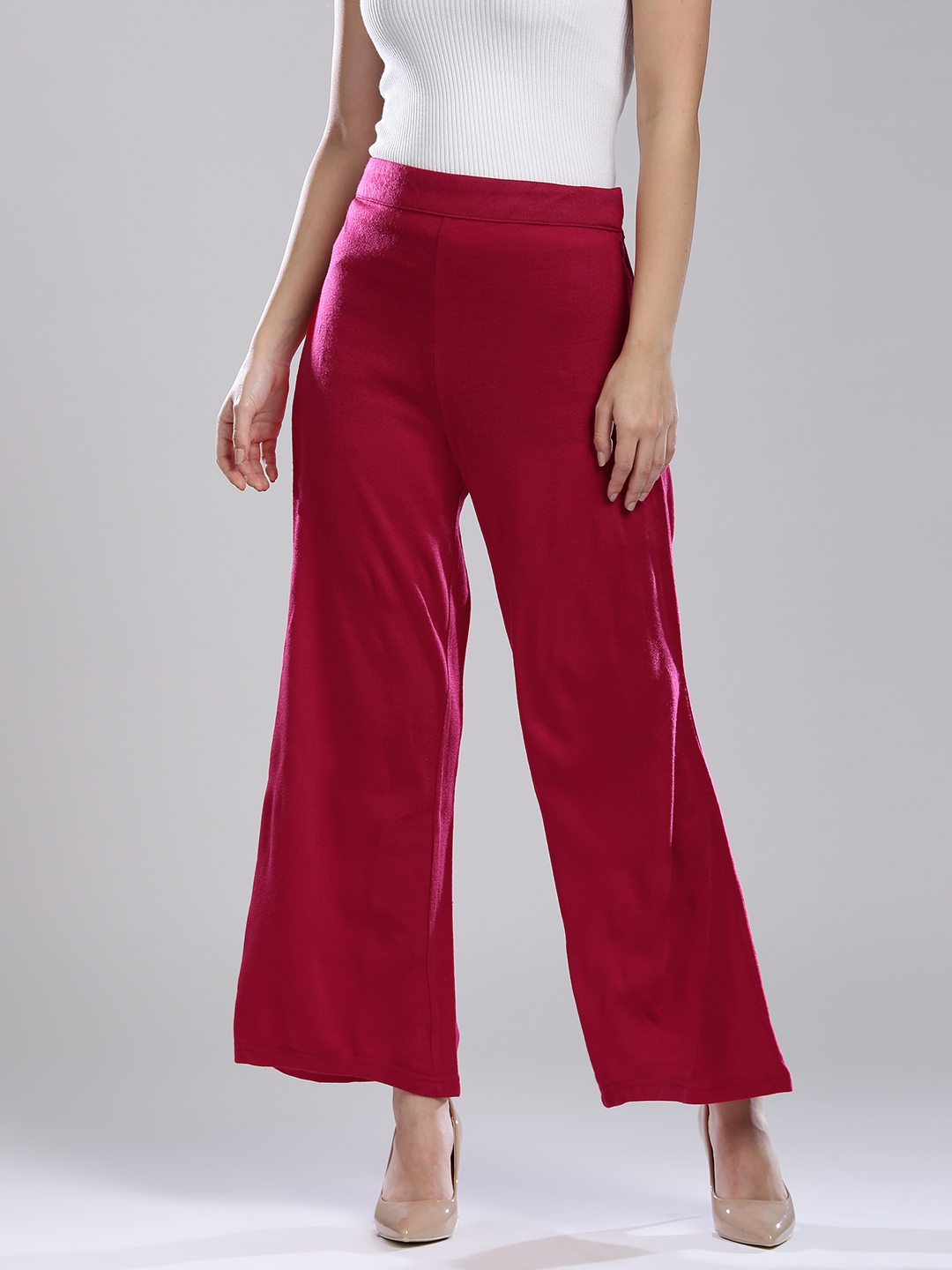 Buy W Women Pink Wide Leg Solid Palazzos - Palazzos for Women 2184771 ...