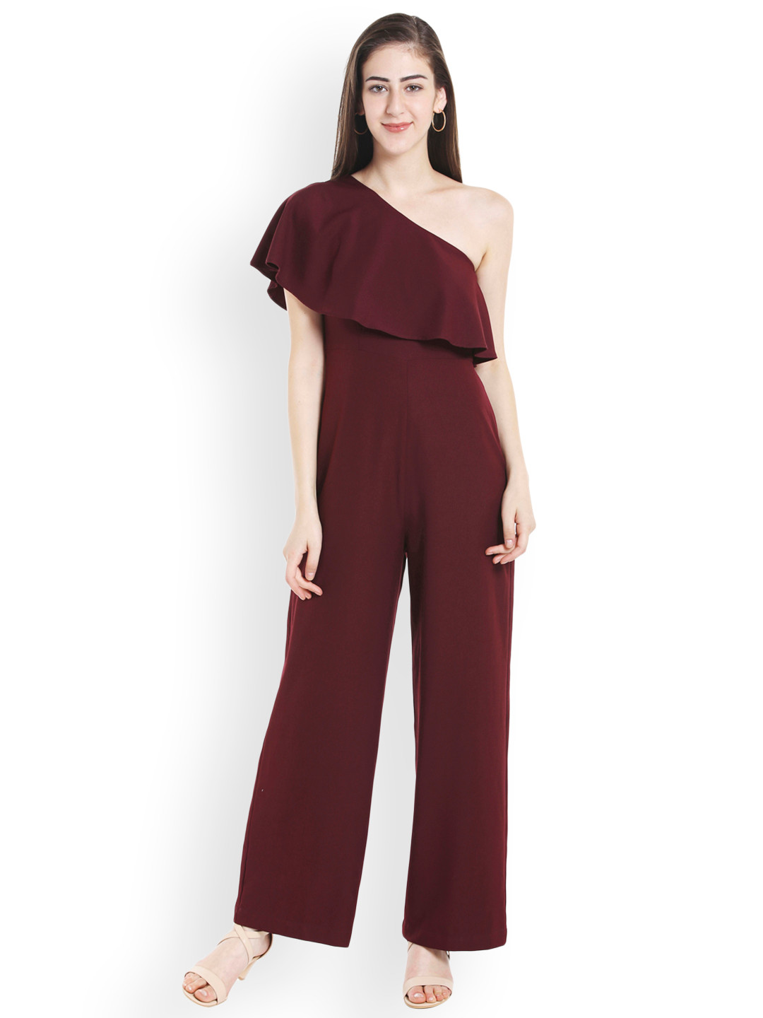 Buy 20Dresses Maroon One Shoulder Jumpsuit Jumpsuit for Women 2184940
