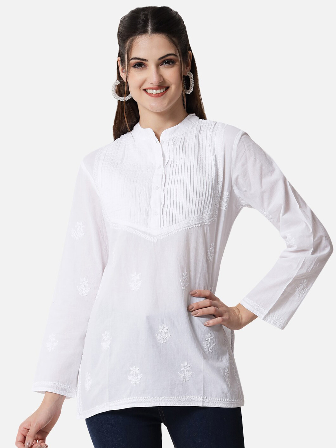 Buy PARAMOUNT CHIKAN Ethnic Motifs Embroidered Chikankari Pure Cotton