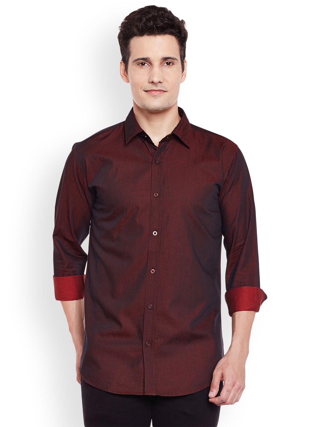 Buy Rodamo Men Maroon Smart Slim Fit Solid Casual Shirt - Shirts for ...