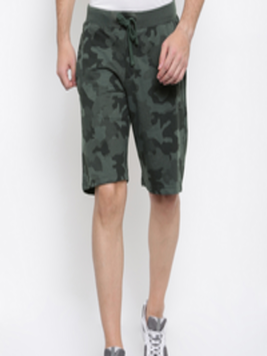 Buy FILA Men Green Camouflage Print Regular Fit Regular Shorts - Shorts ...