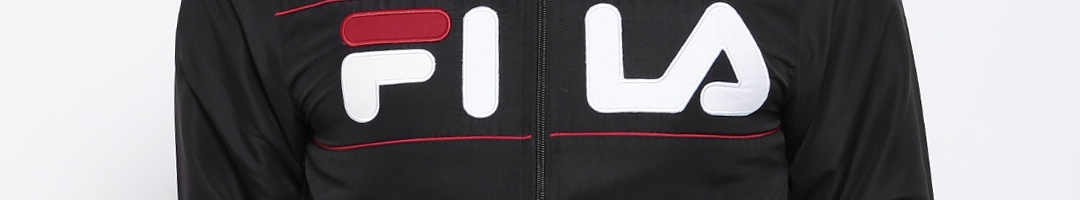 Buy FILA Men Black Hooded Sporty Jacket - Jackets for Men 2185289 | Myntra