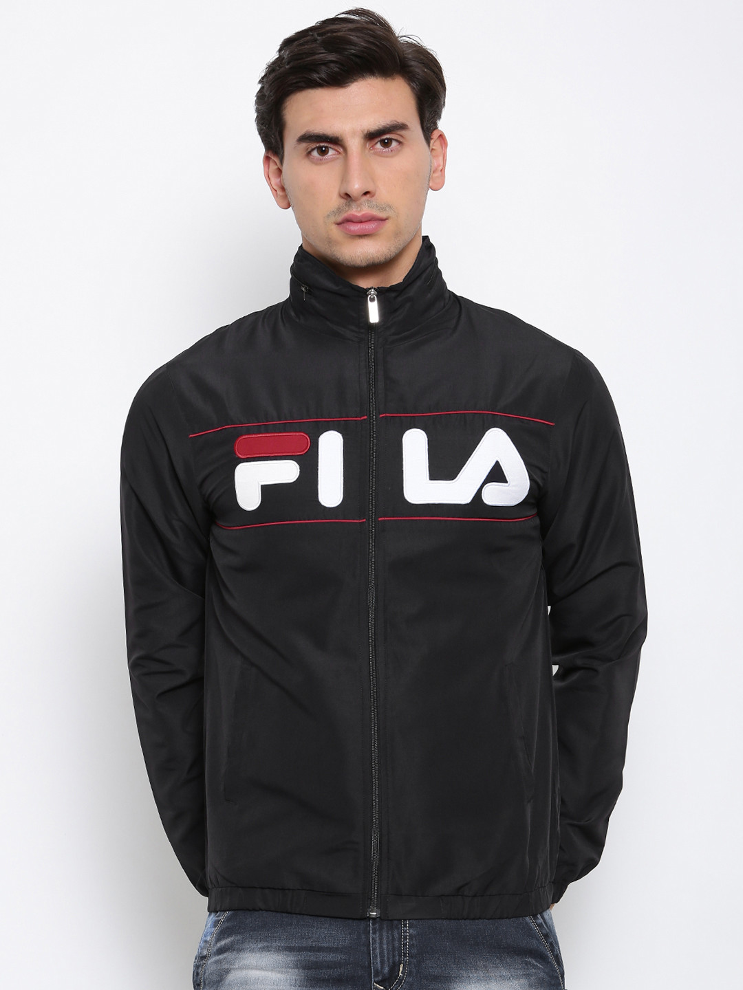 Buy FILA Men Black Hooded Sporty Jacket Jackets for Men 2185289 Myntra