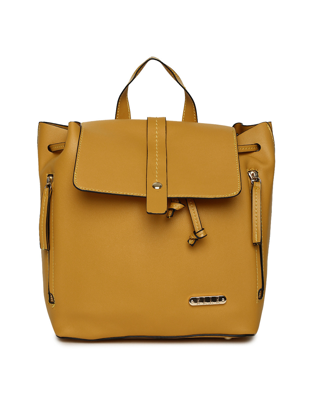 Buy ELLE Women Mustard Yellow Solid Backpack Backpacks for Women