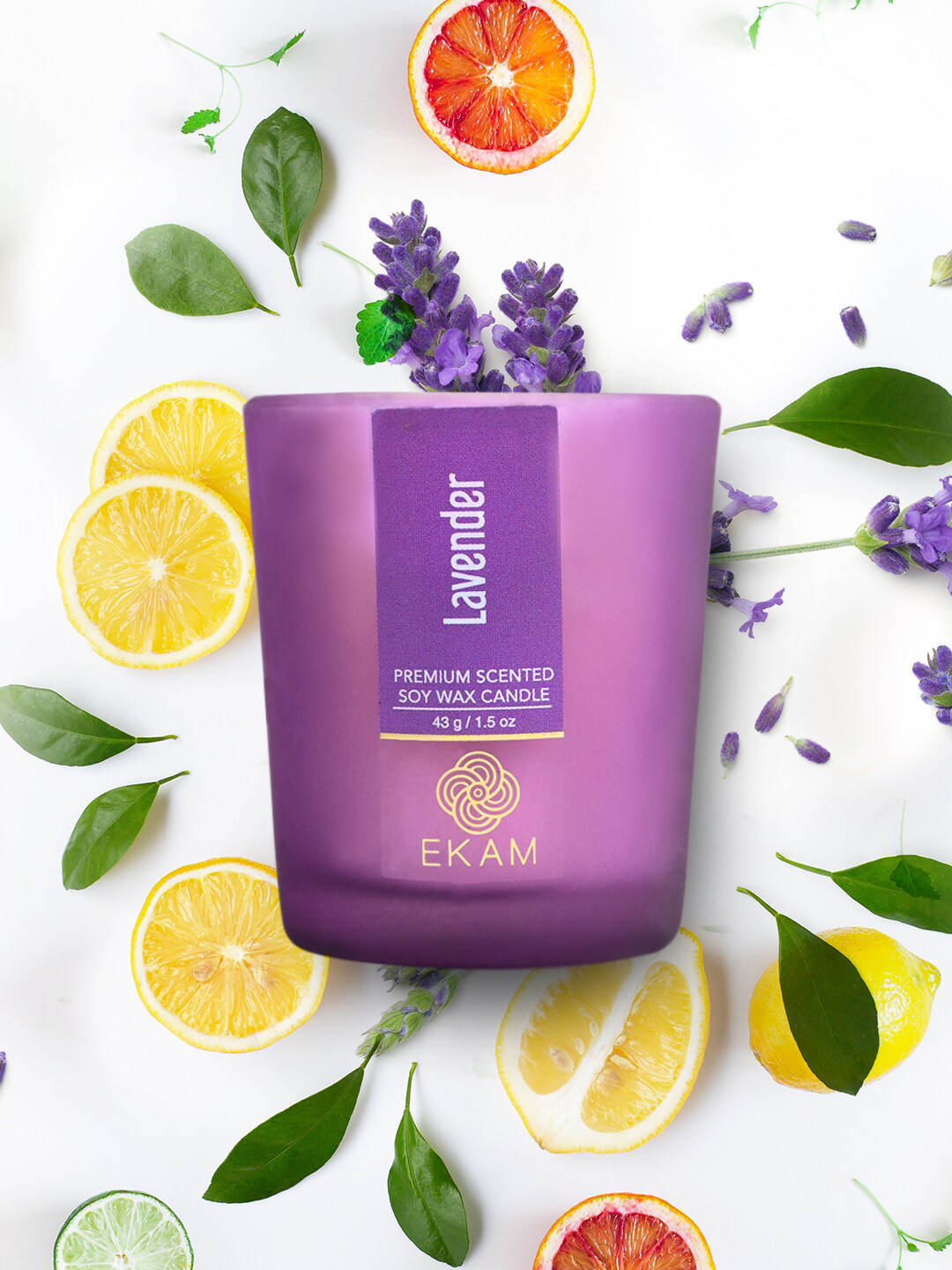 Buy Ekam Purple 3 Pieces Lavender Scented Candle Jars Candles for