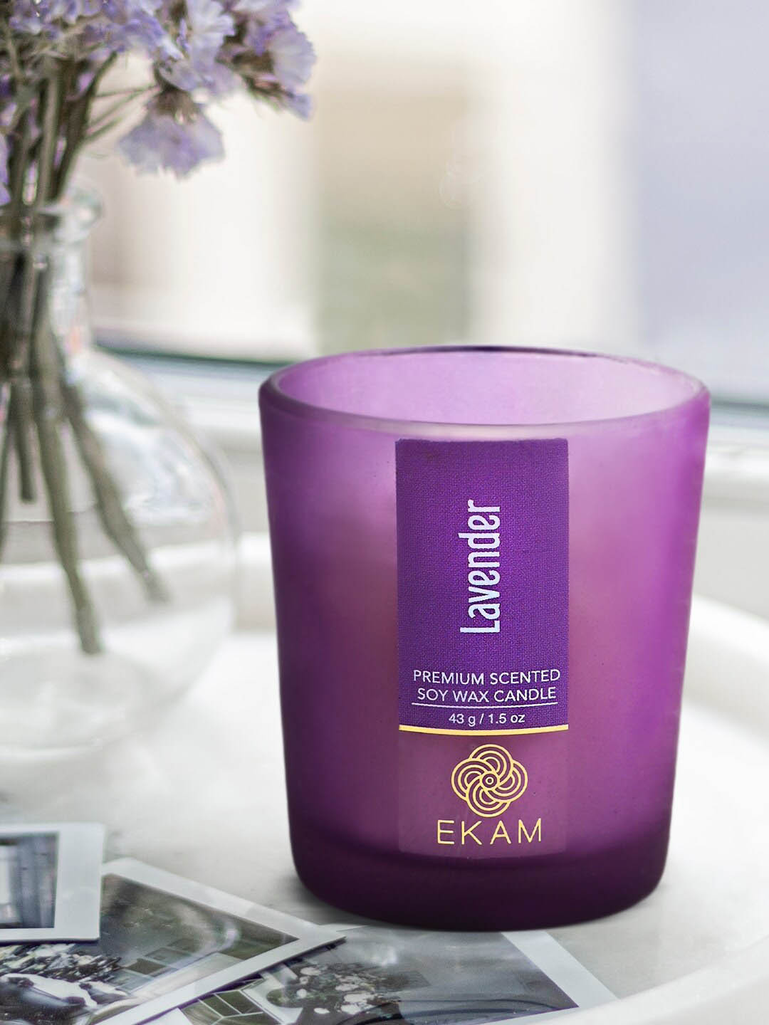 Buy Ekam Purple 6 Pieces Lavender Fragrance Scented Candle Jars