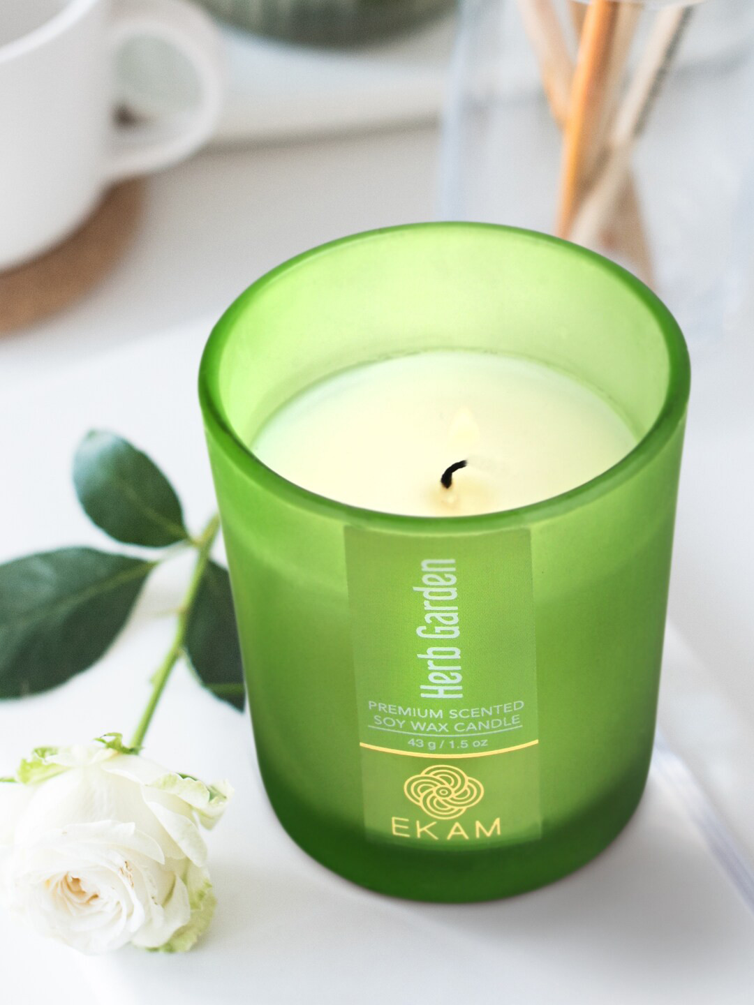 Buy Ekam Green 6 Pieces Herb Garden Fragrance Scented Candle Jars