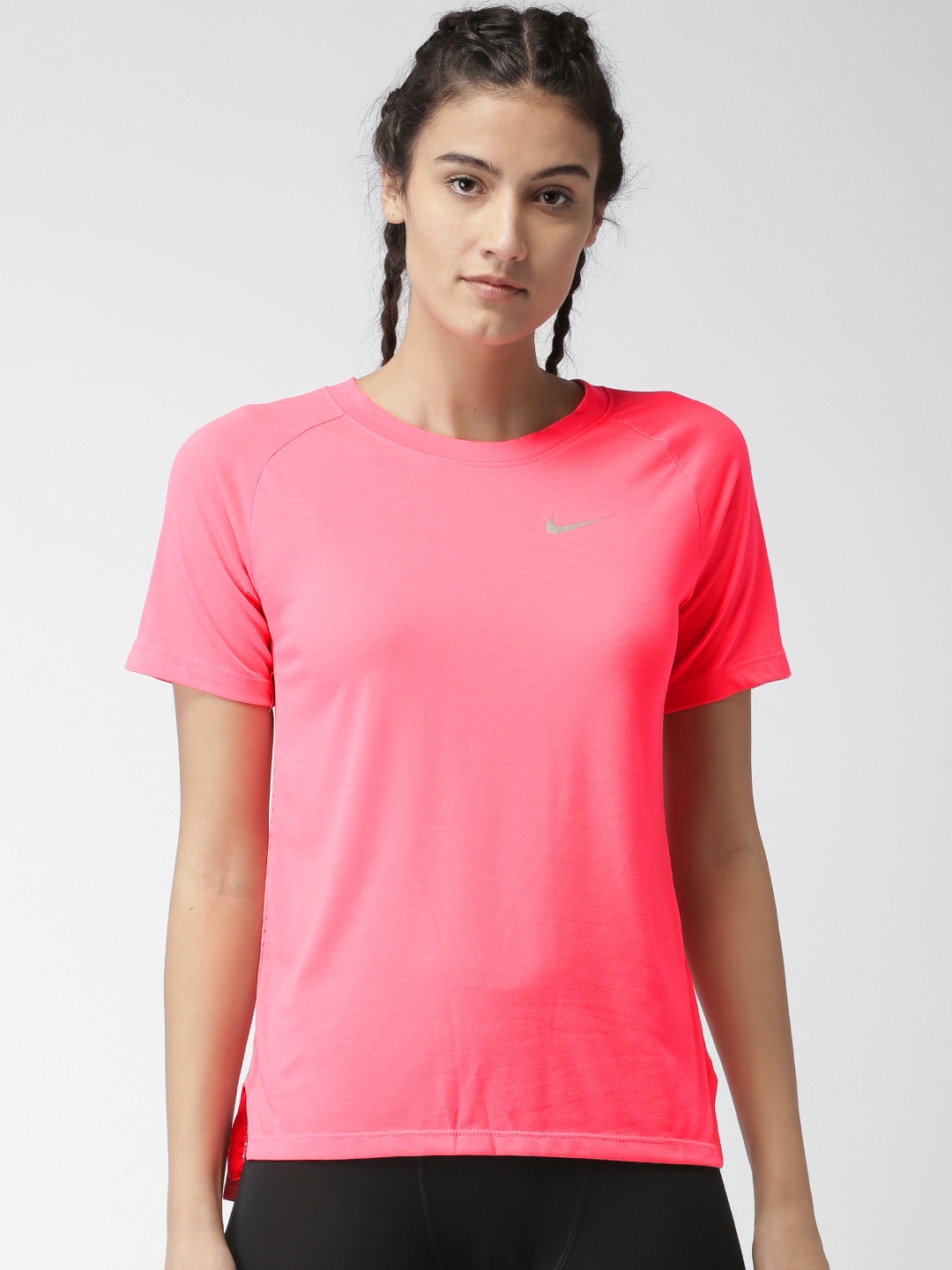 Buy Nike Women Pink Solid Round AS W NK RUN 365 Neck T Shirt - Tshirts ...