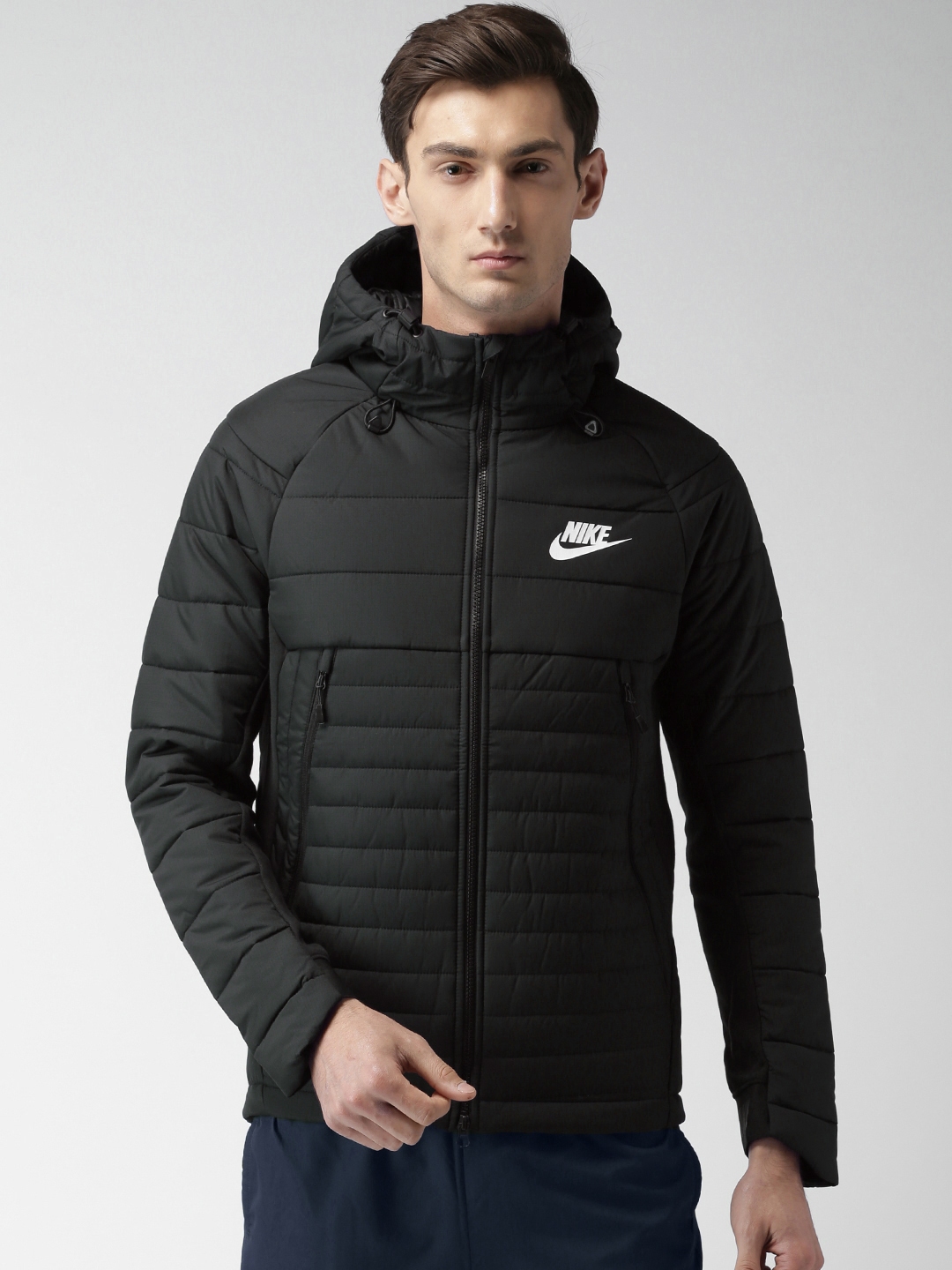 nike plus classic padded jacket with hood in summit white