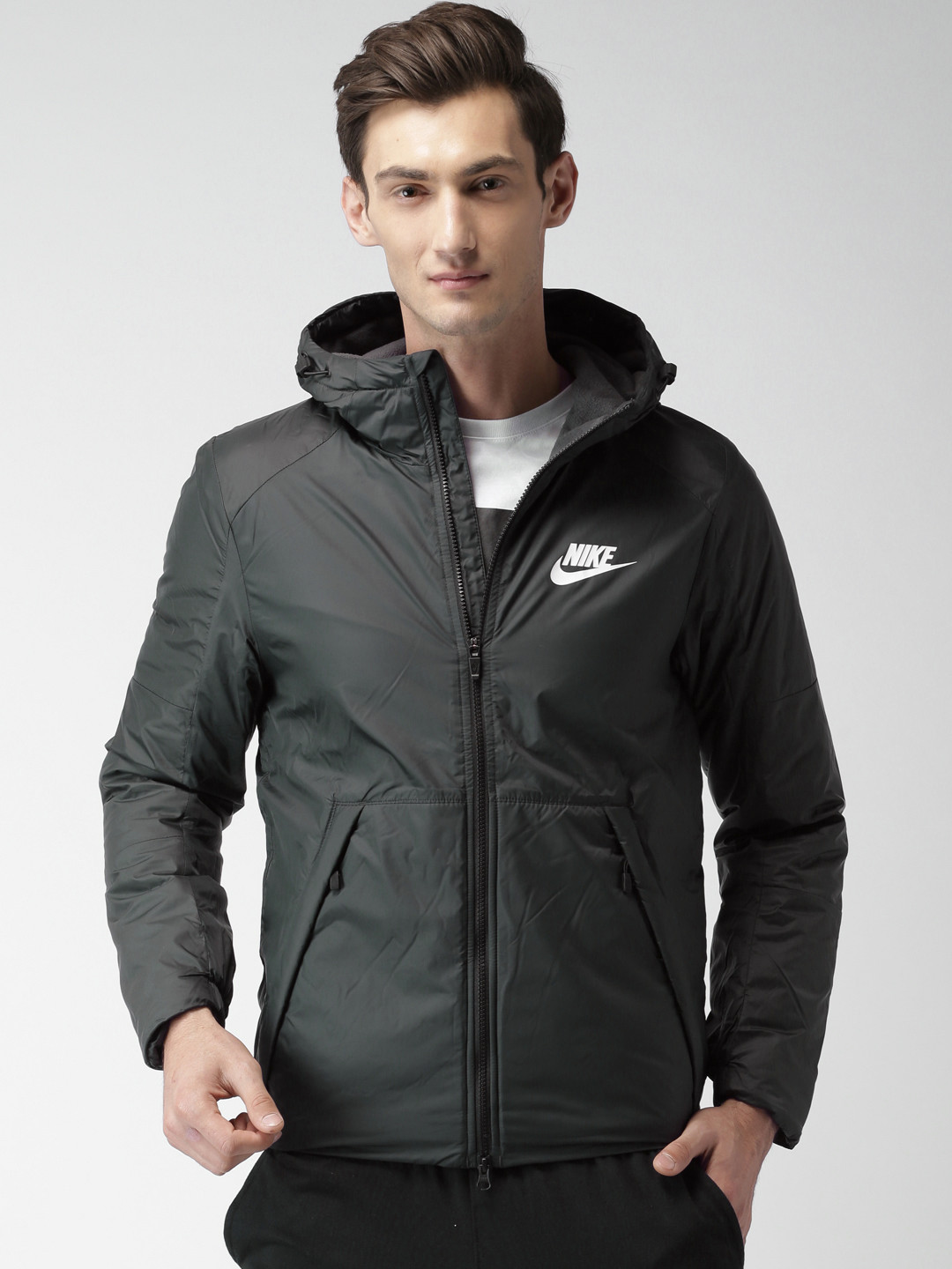 Buy Nike Men Black Solid AS M NSW SYN Hooded Sporty Jacket Jackets