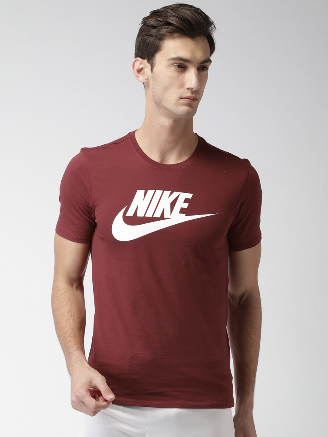 Buy Nike Men Maroon AS M NSW Printed Round Neck T Shirt Tshirts for