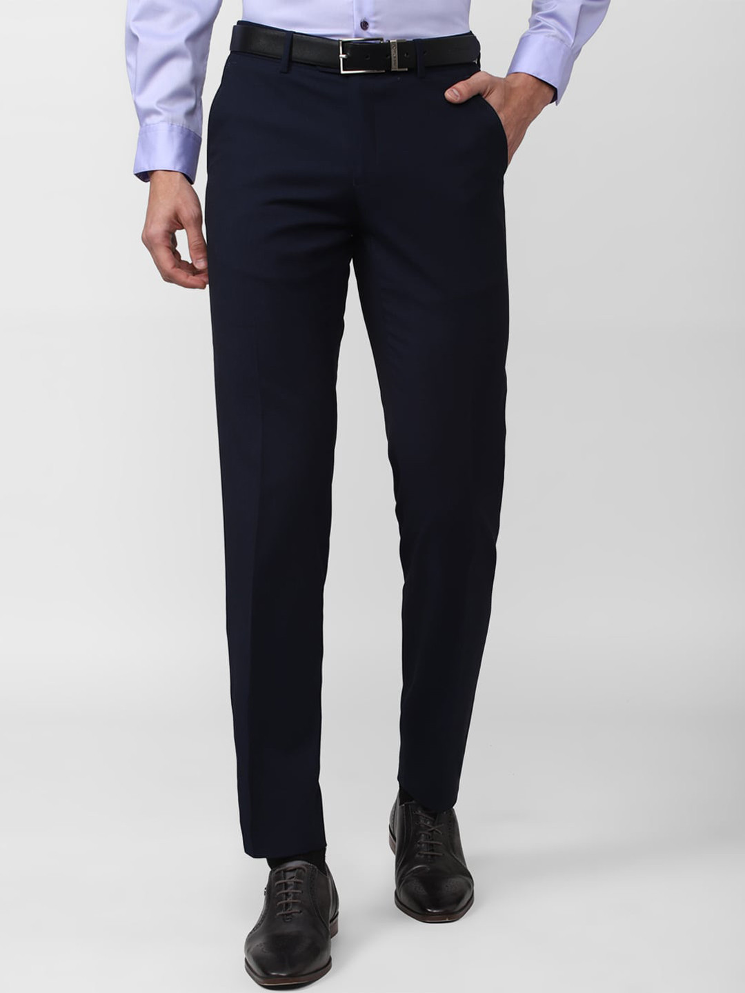 Buy Peter England Elite Men Mid Rise Slim Fit Formal Trousers ...
