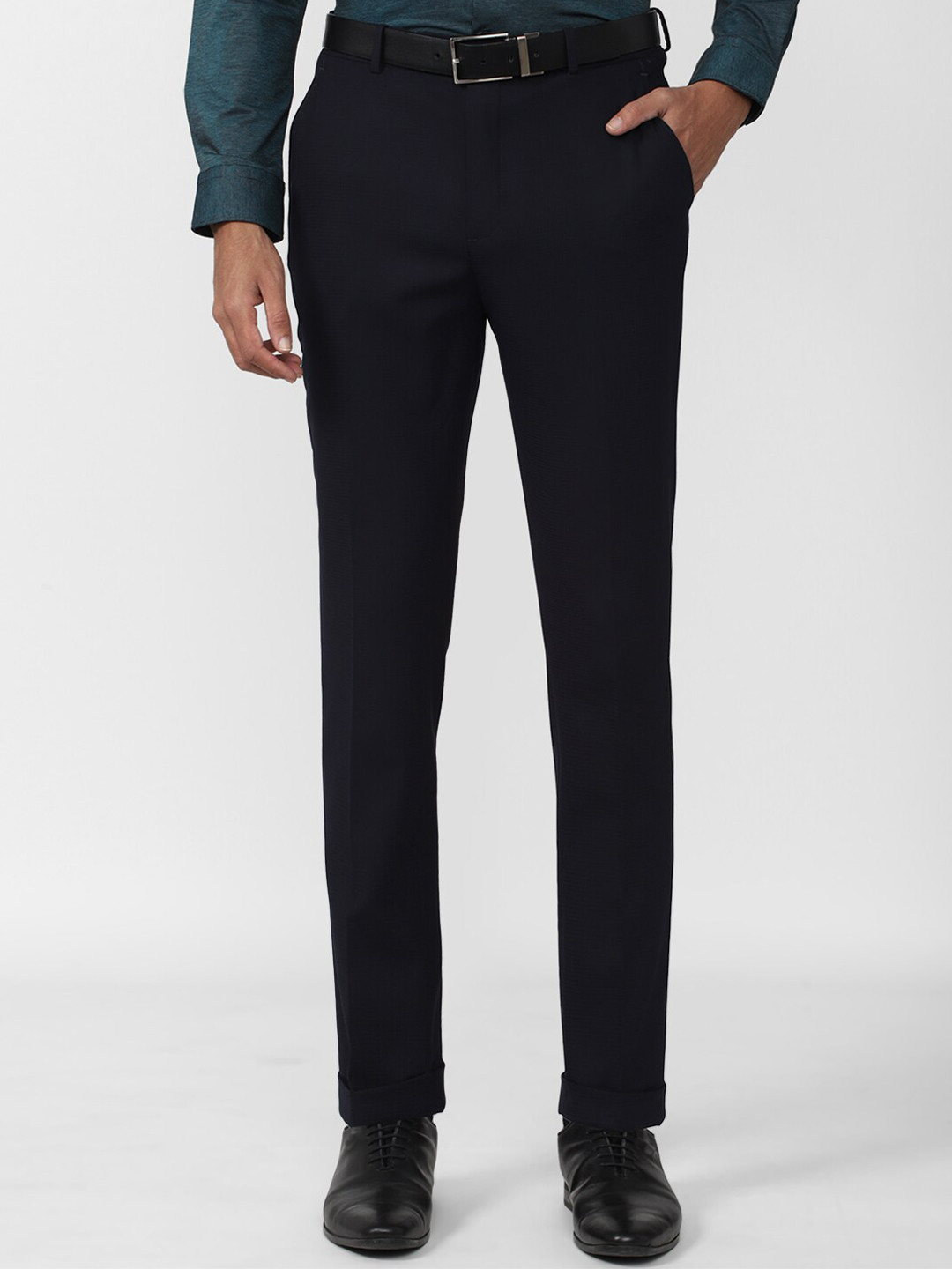 Buy Van Heusen Men Mid Rise Slim Fit Formal Trousers - Trousers for Men ...