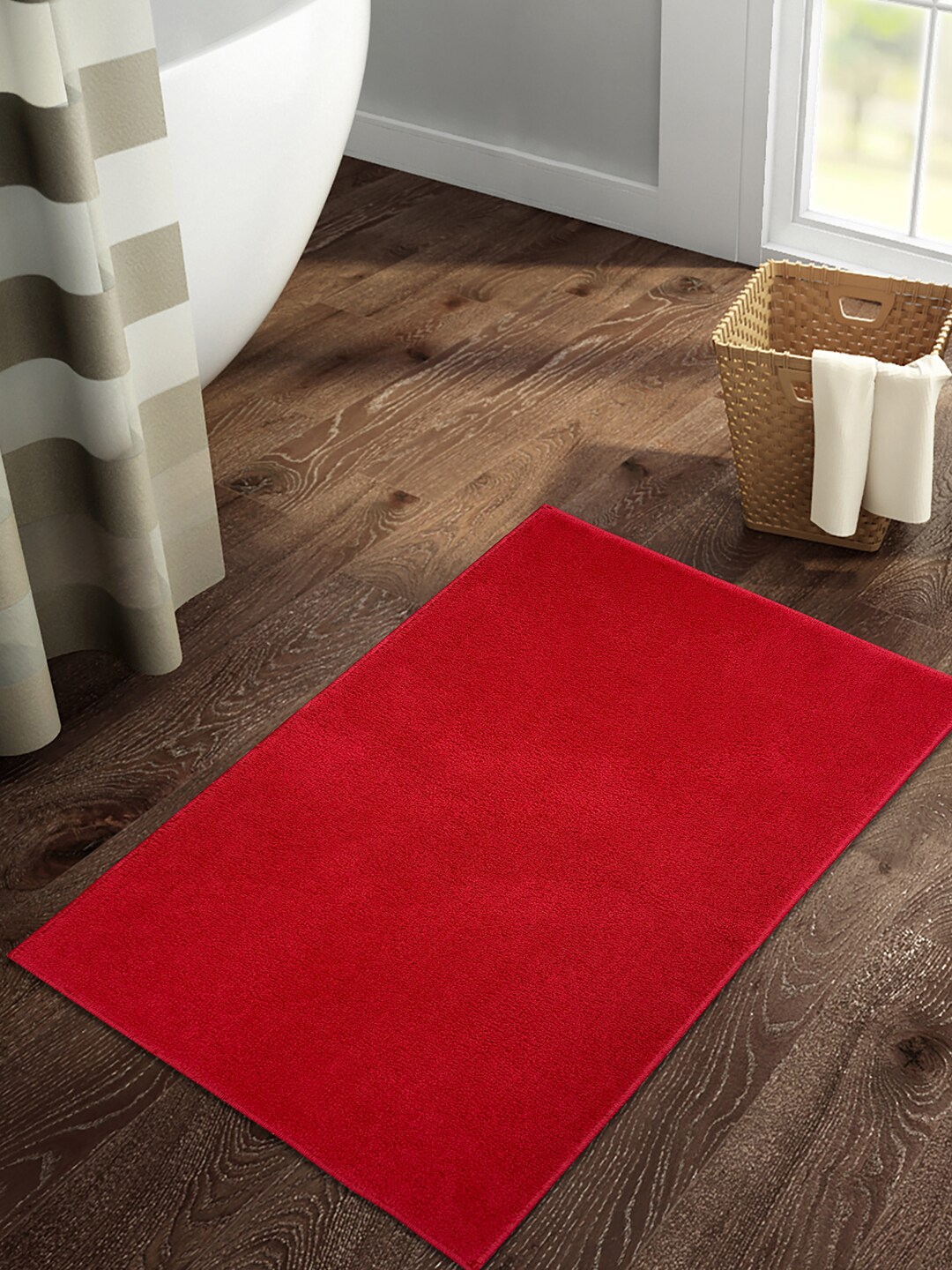 Buy Welspun Raang Red 1300 GSM Acrylic Large Bath Mat Bath Rugs for