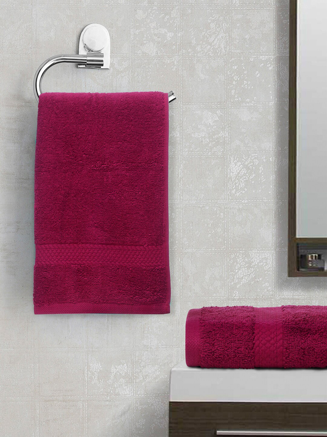 Buy SPACES Red 2 Pieces 460 GSM Pure Cotton Hand Towels Hand Towels for Unisex 21879078 Myntra