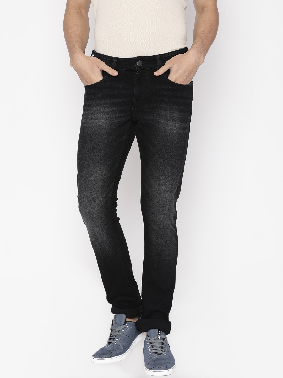 Buy Wrangler Men Black Skinny Fit Low Rise Clean Look Stretchable Jeans ...