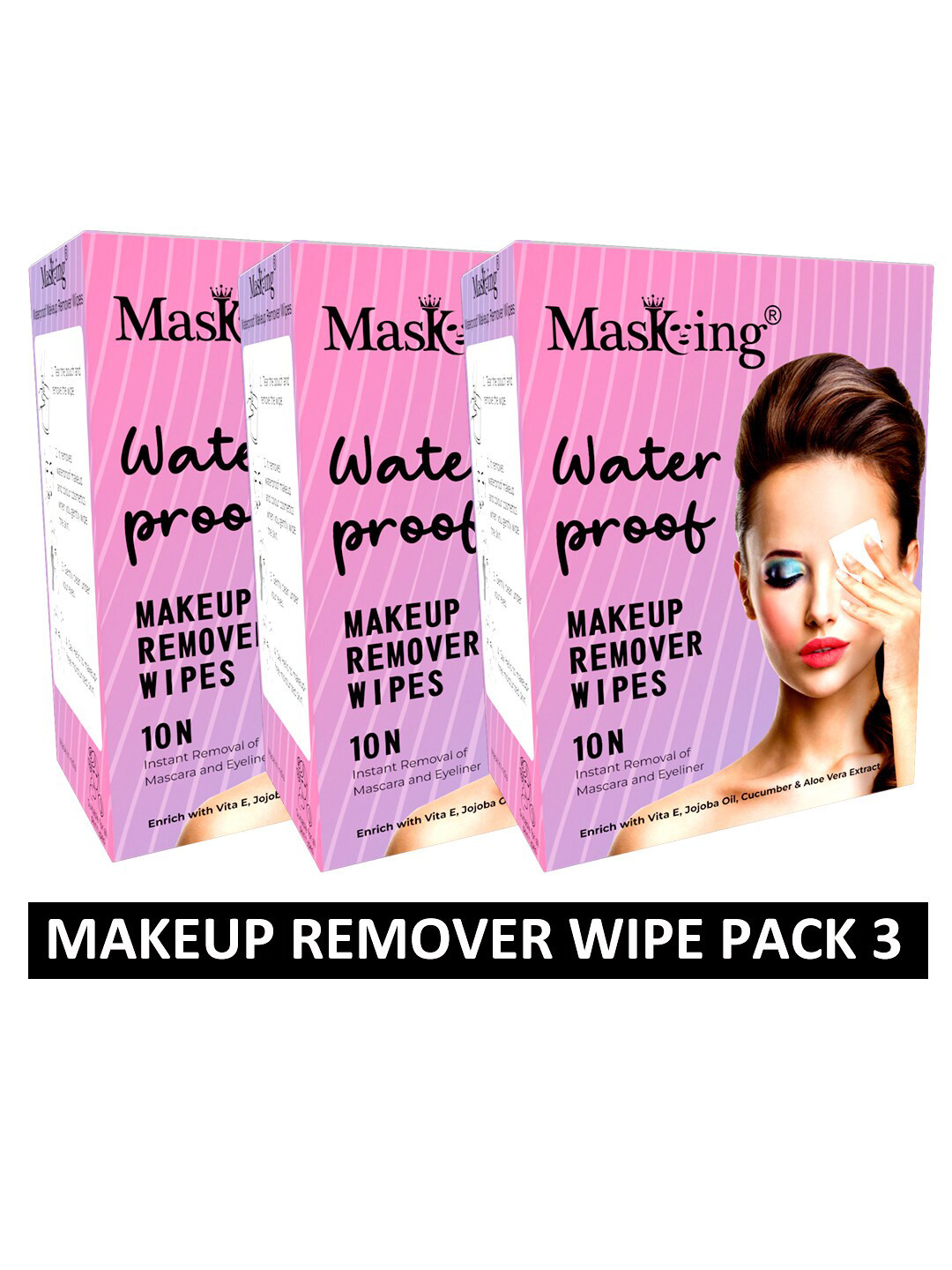 Buy MasKing Set Of 3 Waterproof Makeup Remover Cleansing Wipes 10 Pcs