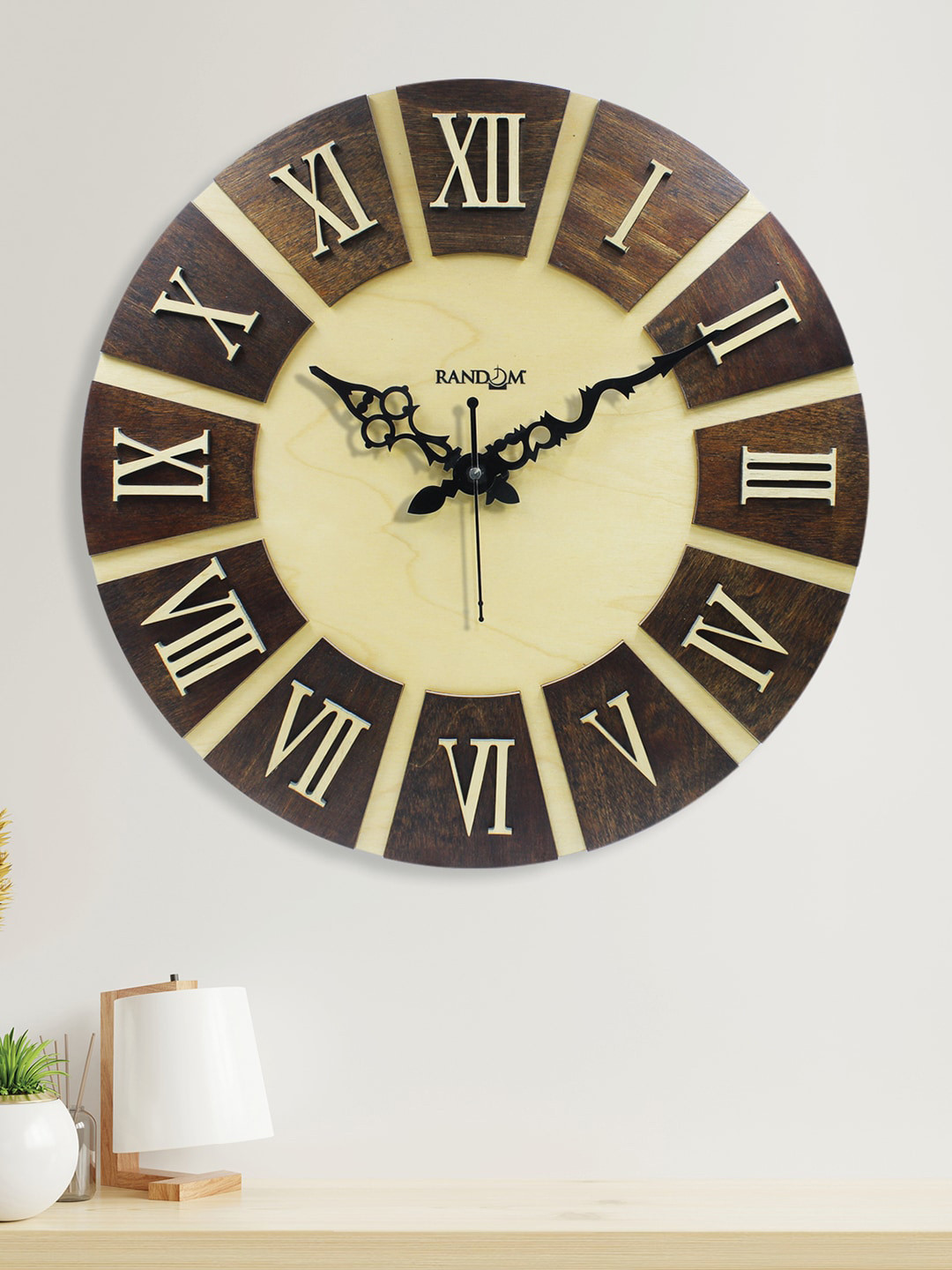 Buy RANDOM Brown & Cream Coloured Contemporary Wall Clock Clocks for