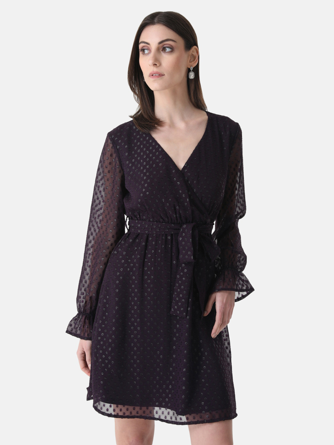 Buy Kazo Polka Dot Bell Sleeves Wrap Dress Dresses for Women 21897834