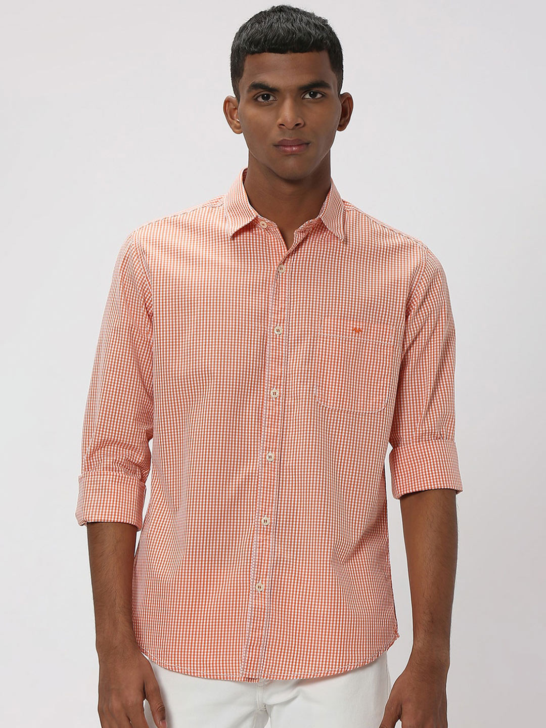 Buy Mufti Trim Slim Fit Gingham Checked Casual Pure Cotton Shirt