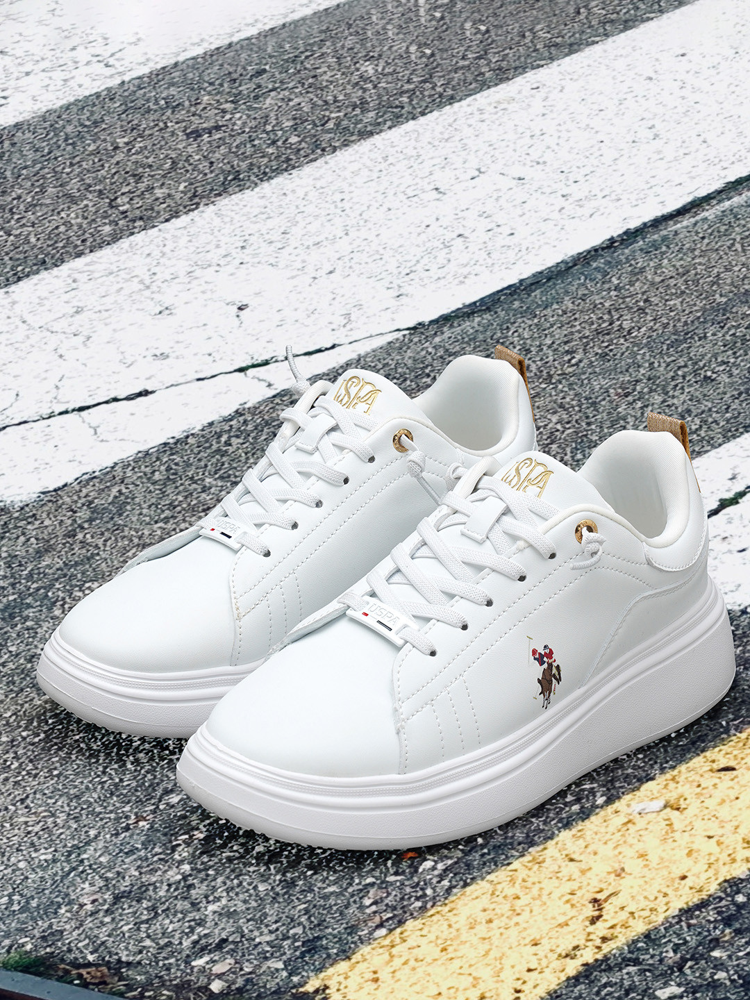 U.S. POLO ASSN. White Polyurethane Women's Sneaker main image 0