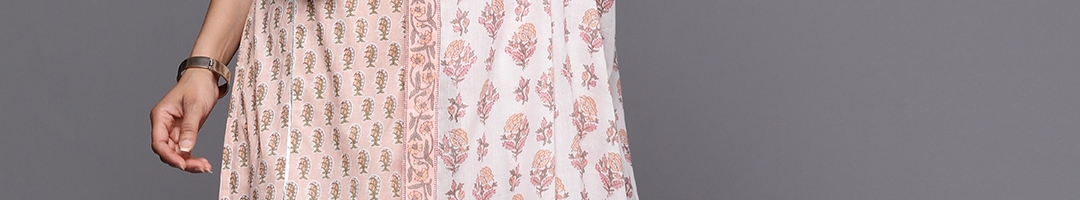 Buy Libas Floral Printed Gotta Patti Pure Cotton Kurta With Skirt ...