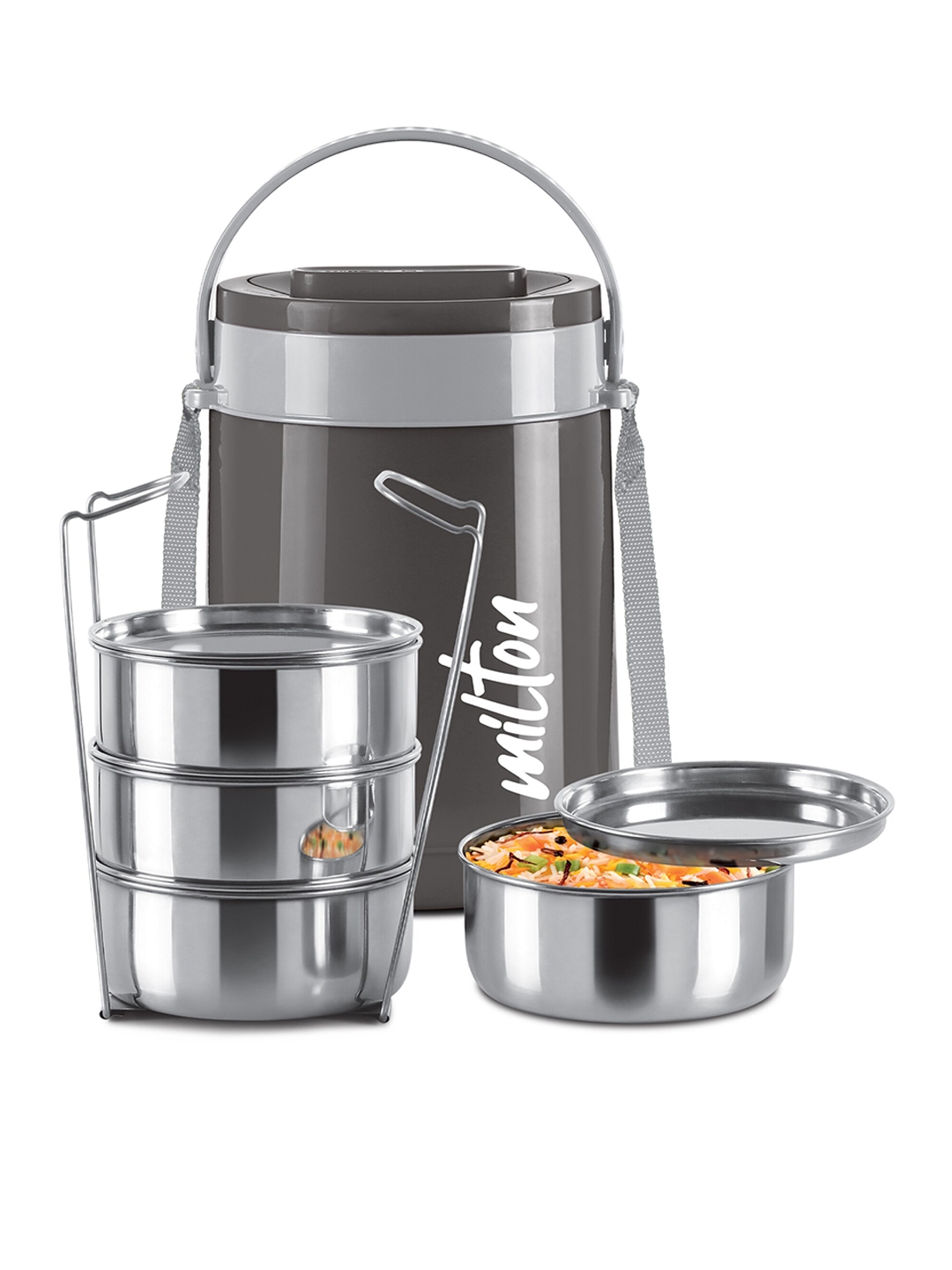 Buy Milton Classic 4 Pcs Black Stainless Steel Tiffin Container 300 Ml