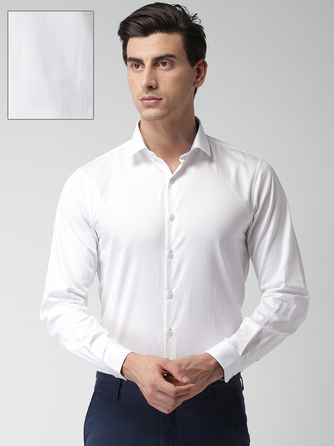 Buy INVICTUS Men White Slim Fit Solid Formal Shirt - Shirts for Men ...