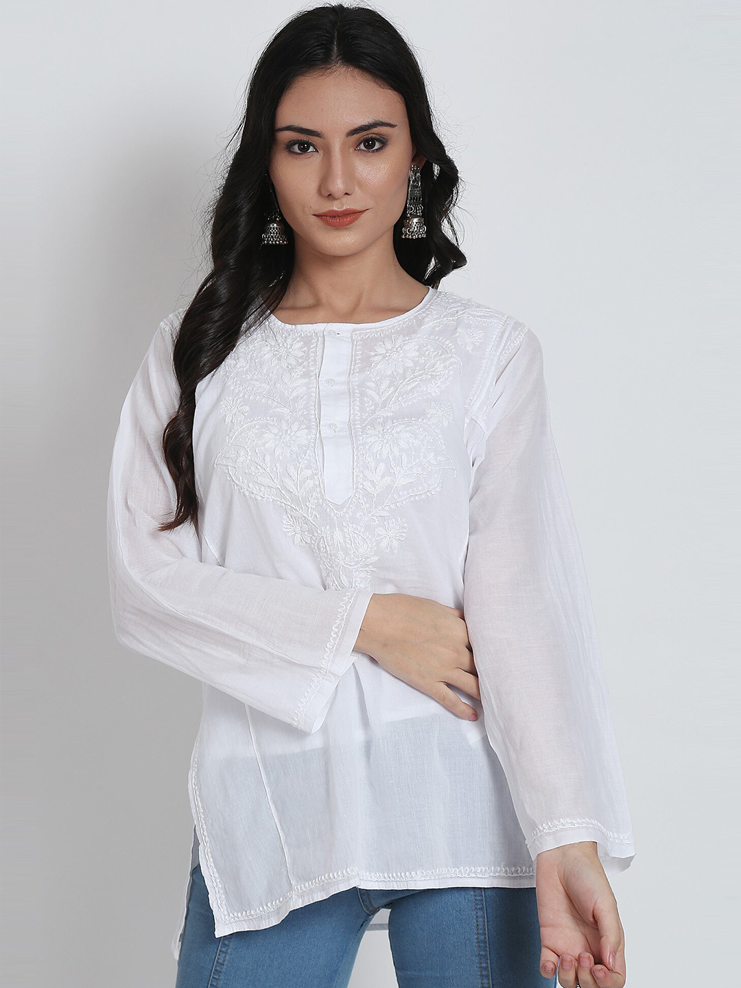 Buy PARAMOUNT CHIKAN Ethnic Motifs Embroidered Chikankari Pure Cotton