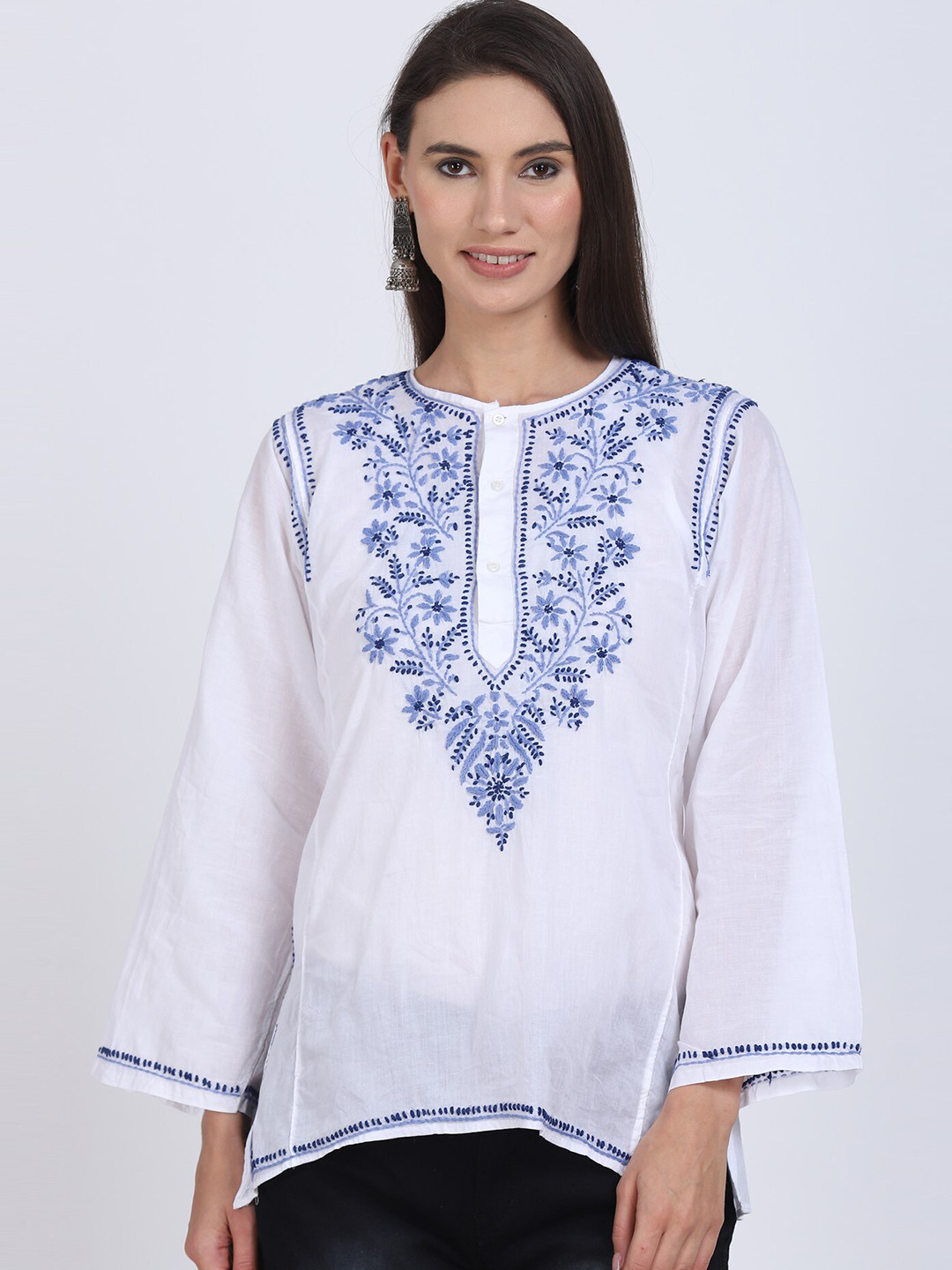 Buy PARAMOUNT CHIKAN Ethnic Motifs Embroidered Pure Cotton Chikankari