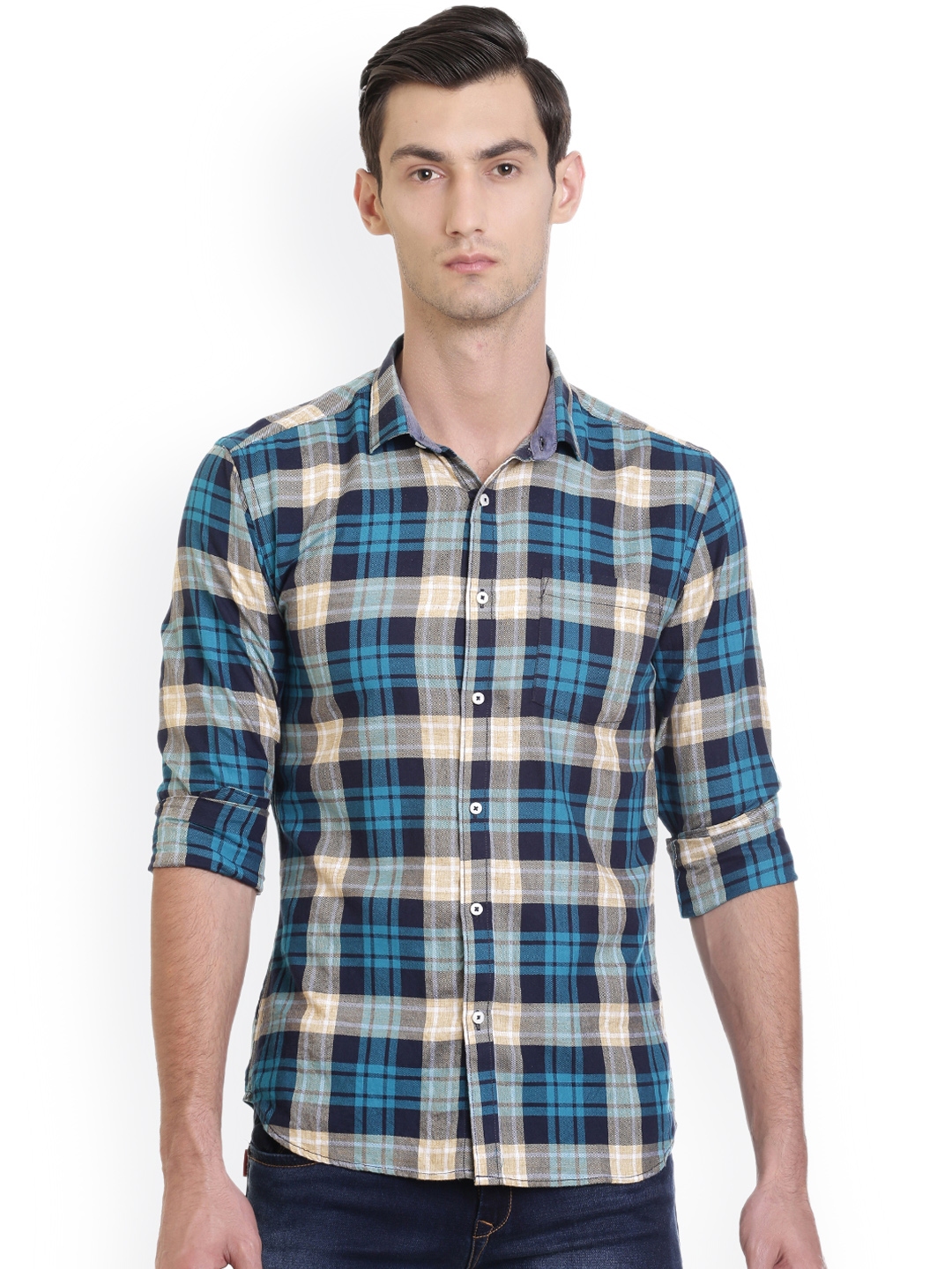 next mens checked shirts