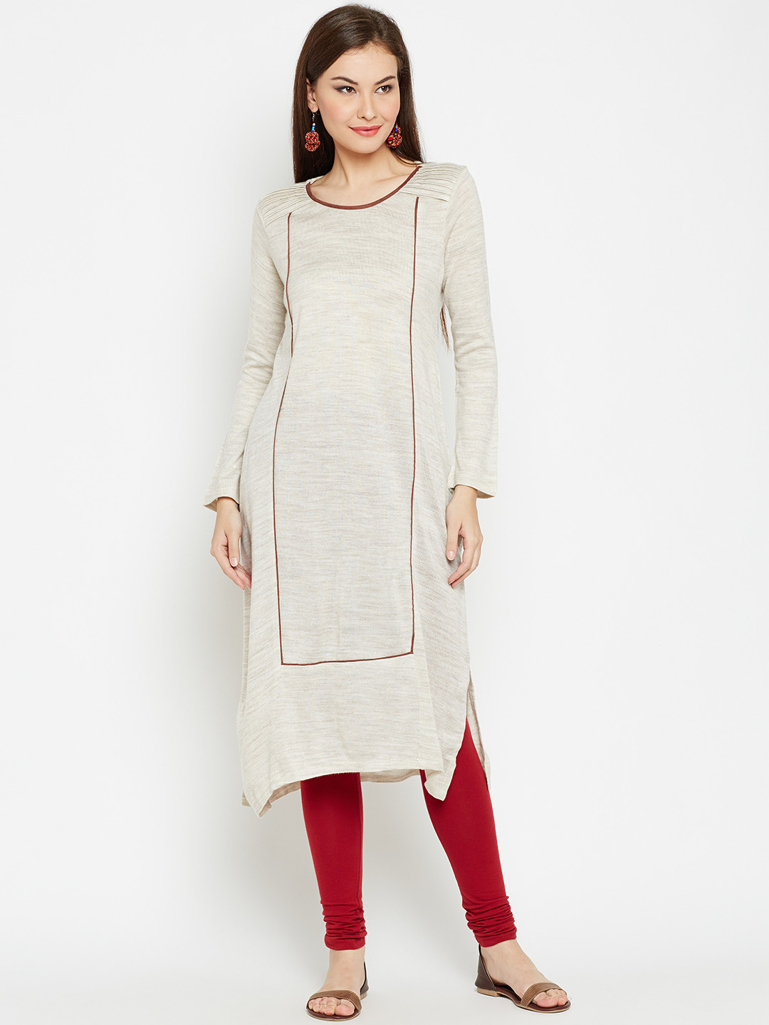 Women Off-White & Beige Ethnic Kurta Set main image 1