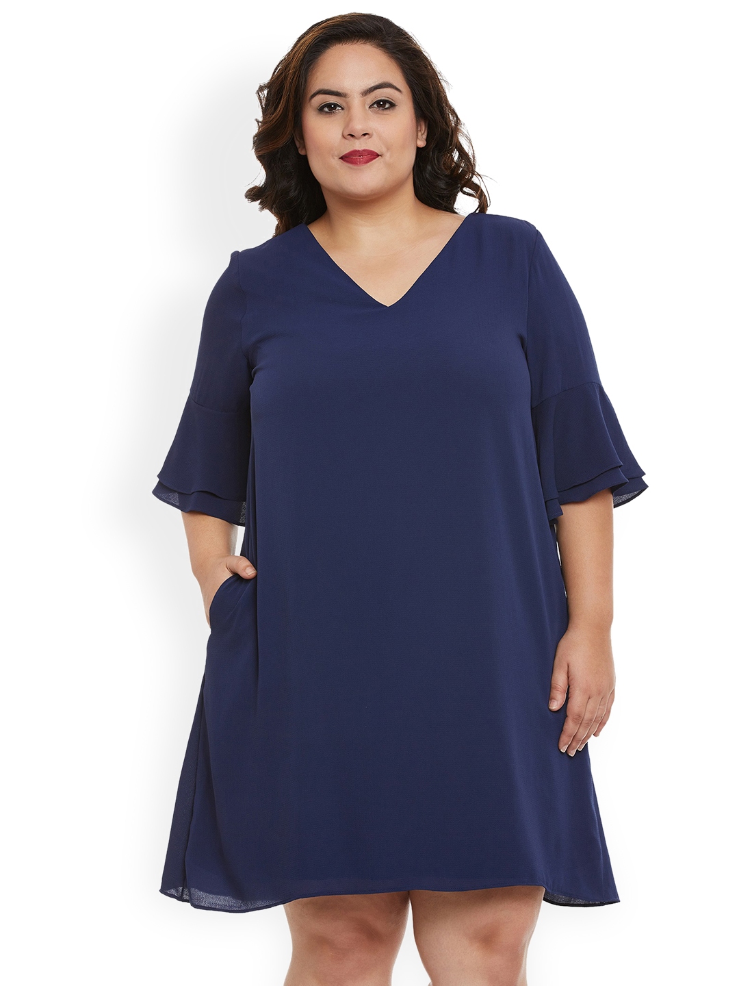 Buy NuBella Plus Size Women Blue Solid A Line Dress - Dresses for Women ...