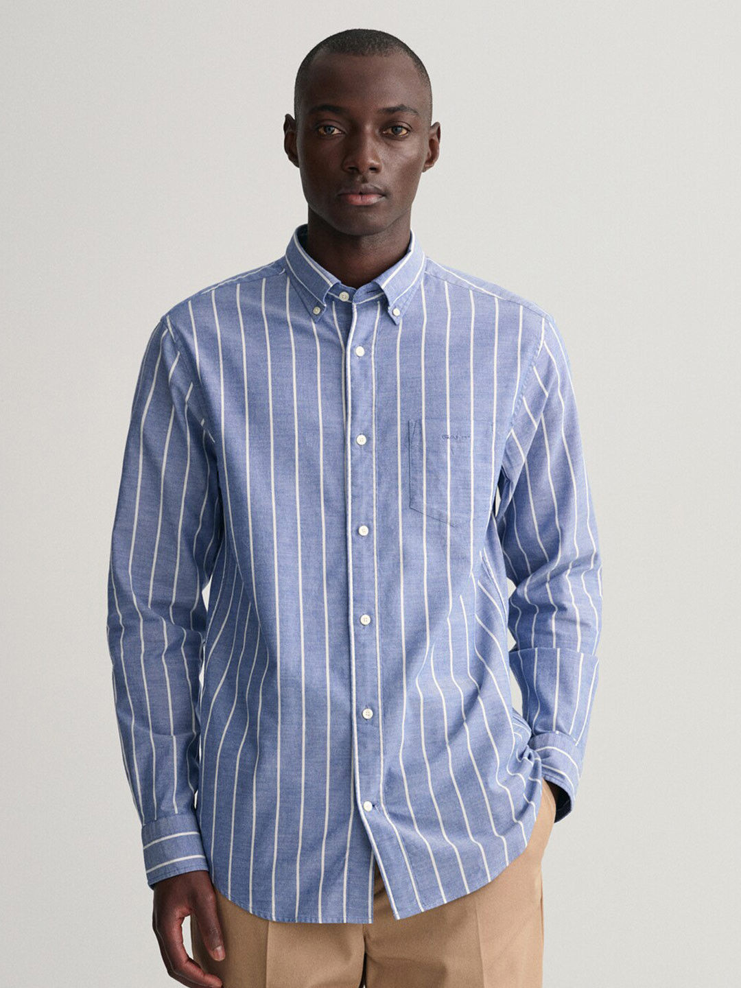 Gant Men Blue Striped Collar Shirt