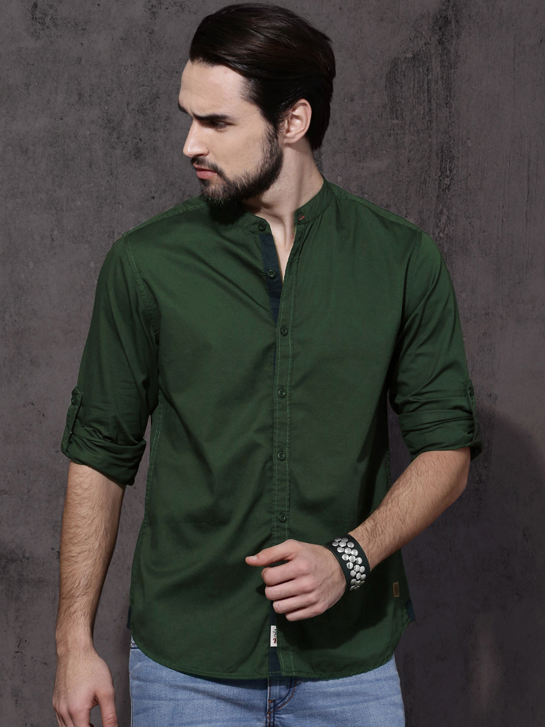 Buy Roadster Men Green Regular Fit Solid Casual Shirt Shirts for Men