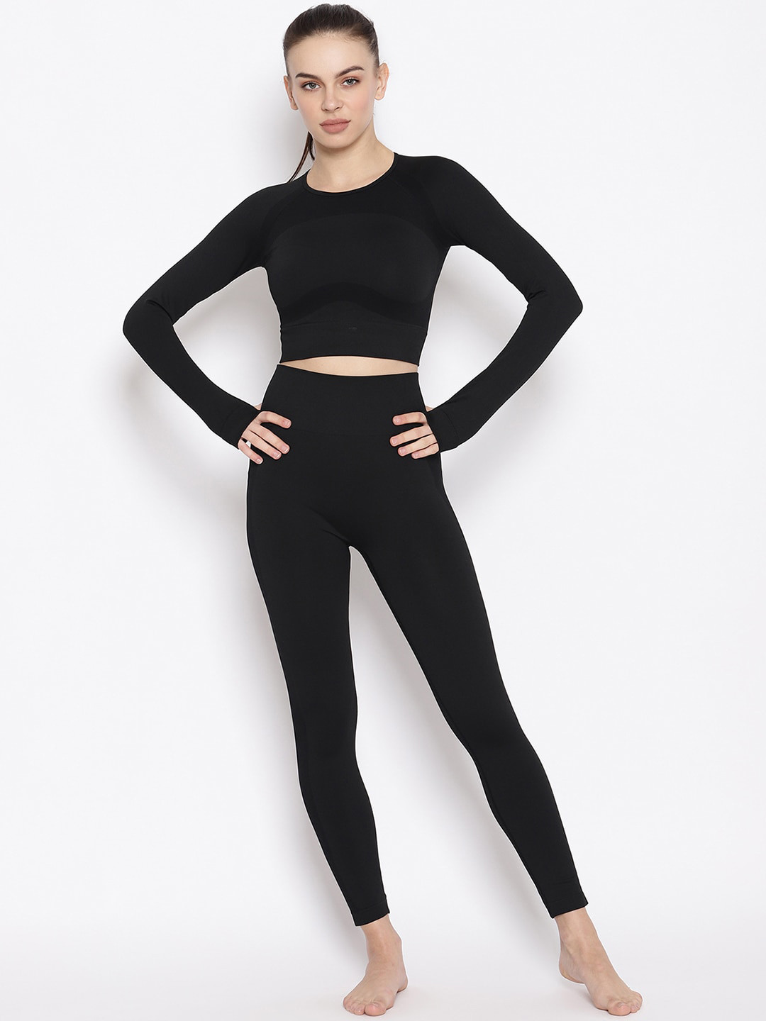 Buy Iki Chic Women High Rise Cut Out Crop Top & Leggings Co Ords for