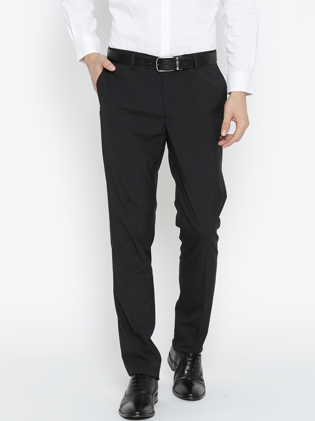 Buy Blackberrys Men Black Sharp Fit Solid Formal Trousers Trousers for Men 2193301 Myntra