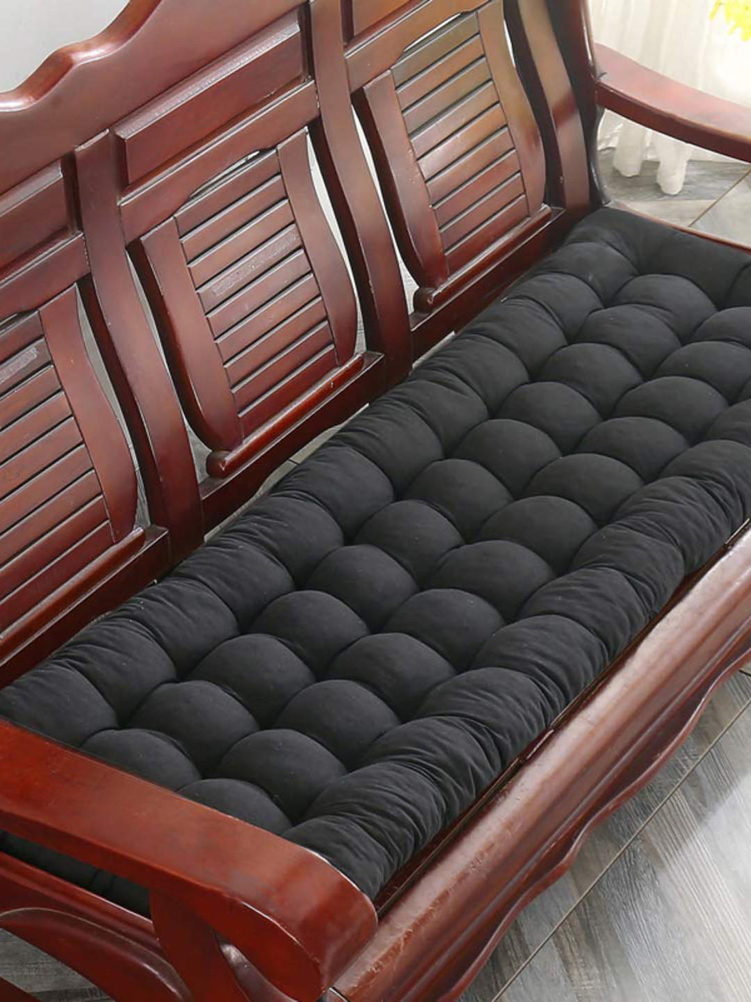 Buy Pum Pum Black Textured Super Comfy Long Rocking Chair Cushion Back Seat Pad Chair Pads for