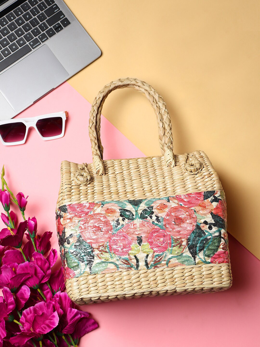 Buy HABERE INDIA Textured Jute Lunch Basket Travel Accessory for