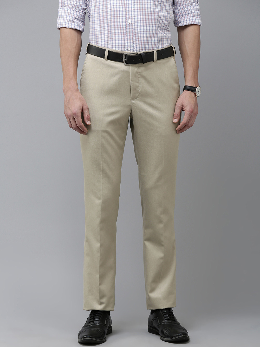 Women Tailored Relaxed Fit Mid Rise Flat Front Parallel Trousers