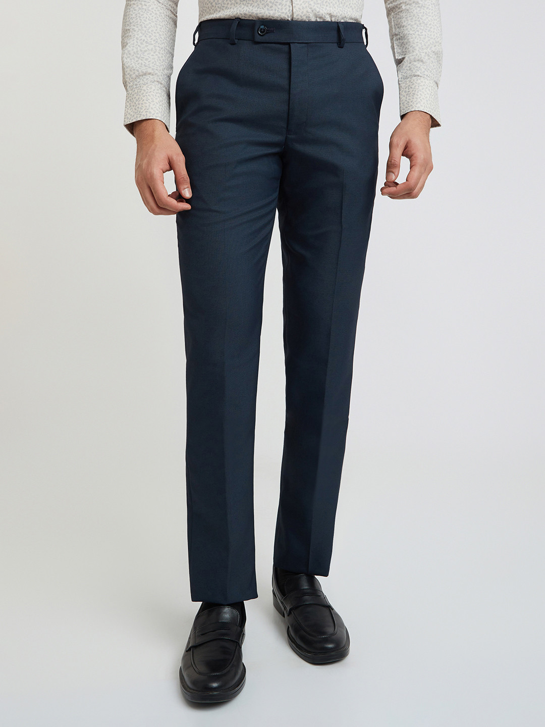 Buy Park Avenue Men Solid Mid Rise Smart Fit Formal Trousers - Trousers ...