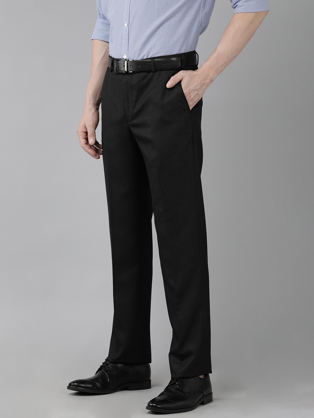 Buy Park Avenue Men Self Design Textured Mid Rise Smart Fit Formal ...