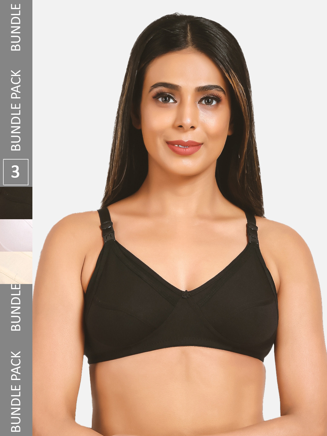 Buy Mylo Pack Of 3 Cotton Maternity Non Padded & Non Wired Nursing Bra