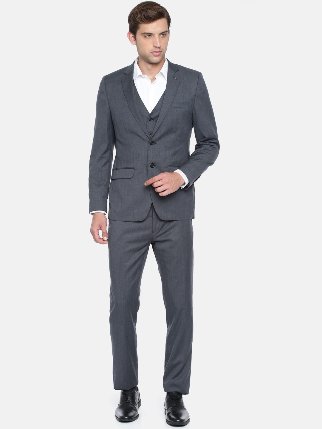 Buy Raymond Men Navy Blue Solid Tailored Fit Single Breasted Suit